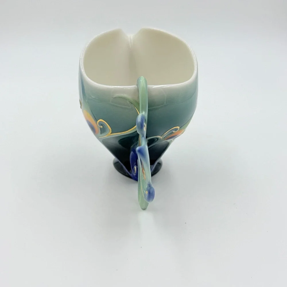Franz Kathy Ireland Porcelain Peacock Spendor Luminescence Creamer Teal FZ00036